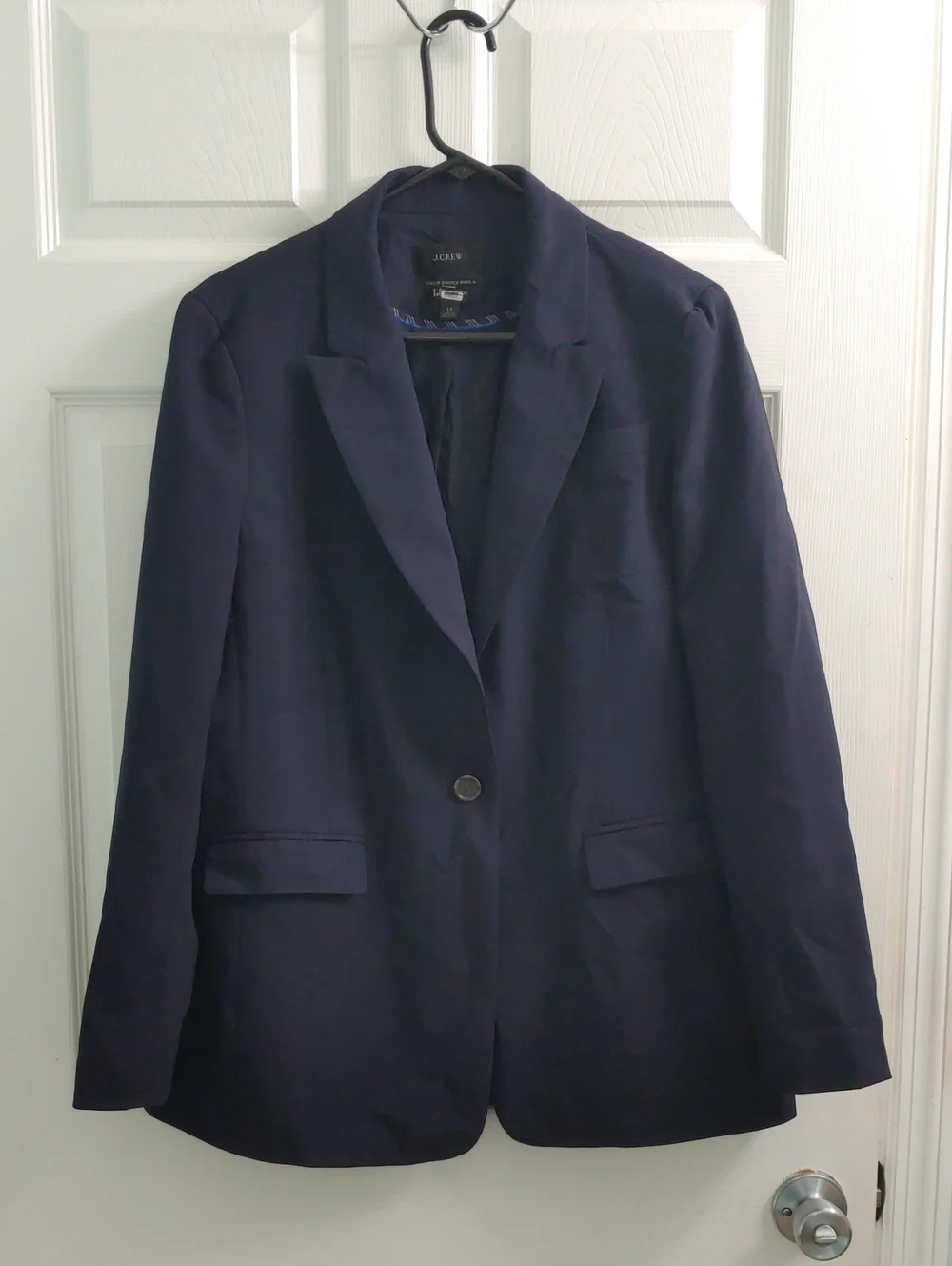 J. Crew Tollegno Wool Blazer Women's Navy Single-Button Sport Coat Size 14